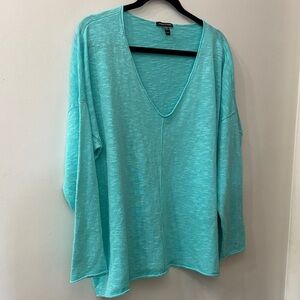 Eileen Fisher Turquoise V-Neck Blouse